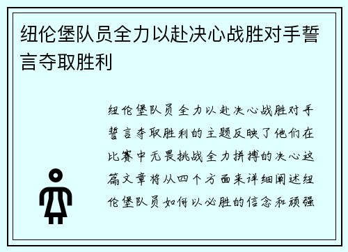 纽伦堡队员全力以赴决心战胜对手誓言夺取胜利